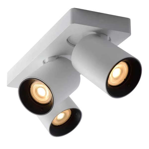 Lucide NIGEL - Spot plafond - LED Dim to warm - GU10 - 3x5W 2200K/3000K - Blanc - détail 2